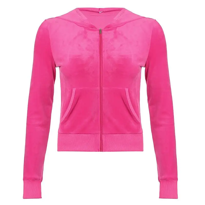 Women Velvet Fabric Tops Velvet Sports Jacket Hoodie Sportswear Spring / Autumn 2021