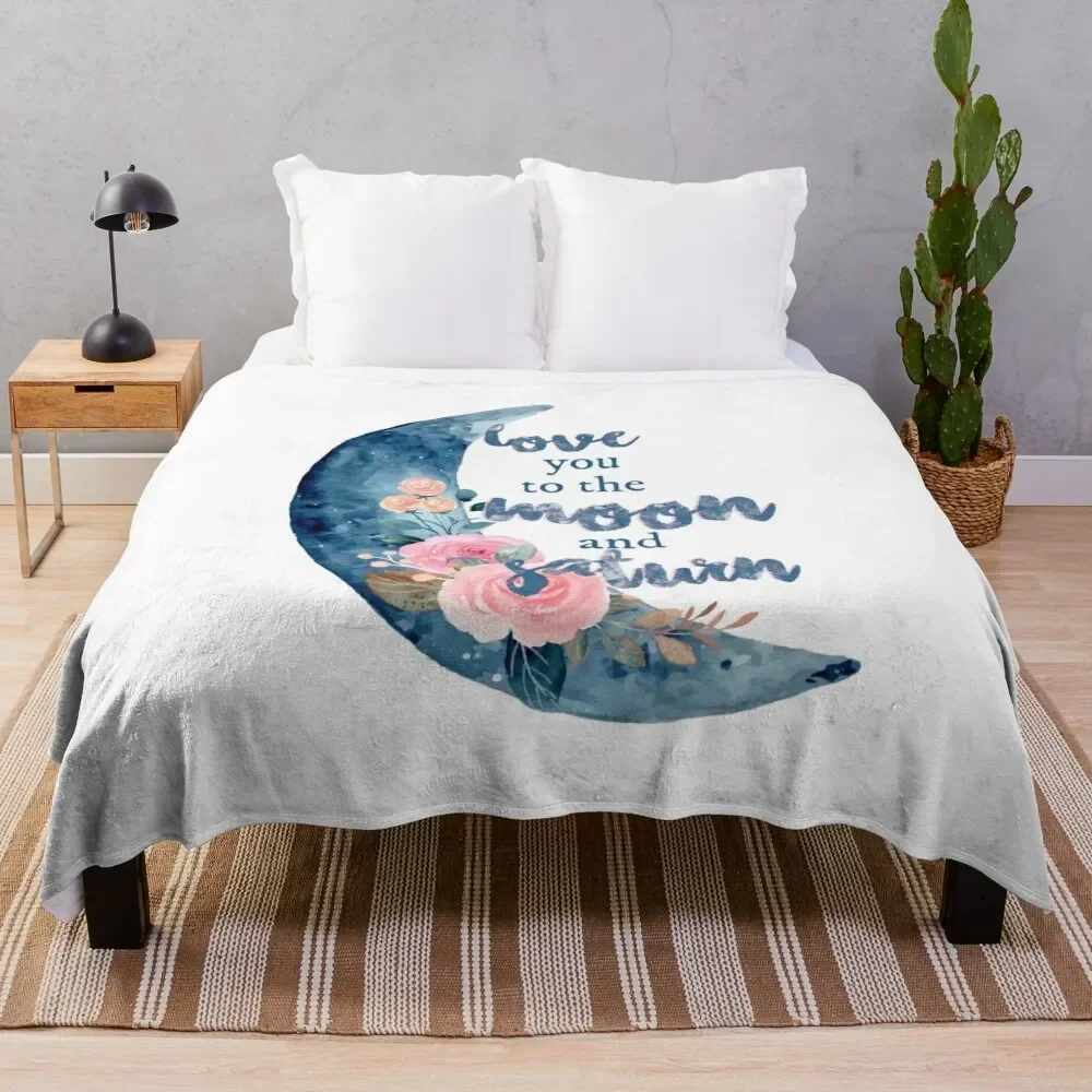 love you to the moon and saturn seven Throw Blanket Flannel Soft Blankets