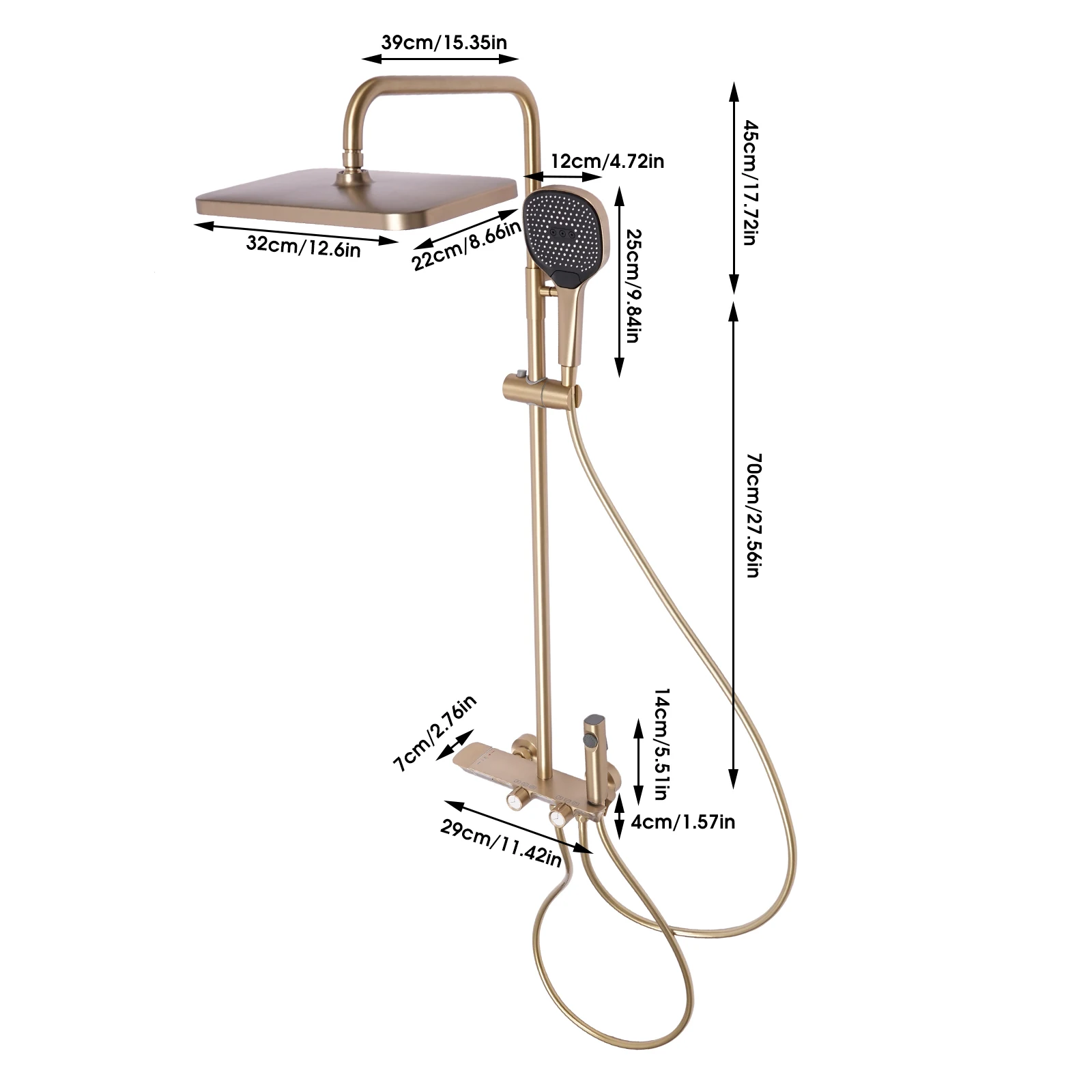 Thermostatisches Duschset, mit Kopfbrause und Handbrause, wandmontiertes, verstellbares Duschset für Hotels und Privathaushalte, G1/2-Anschluss – Detail 1