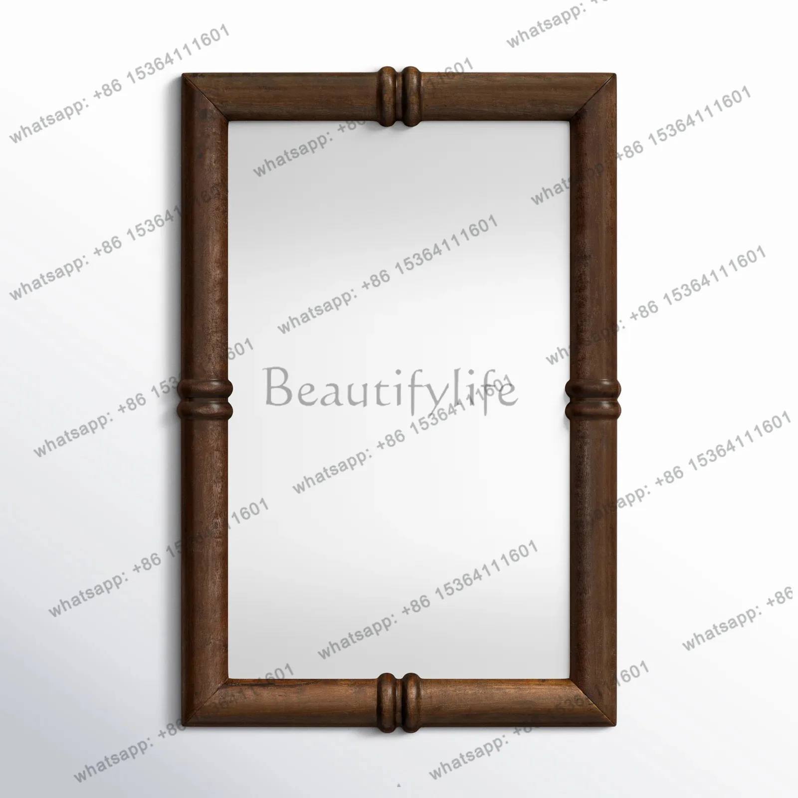 New Chinese retro minimalist art mirror bamboo design wall-mounted bathroom mirror
