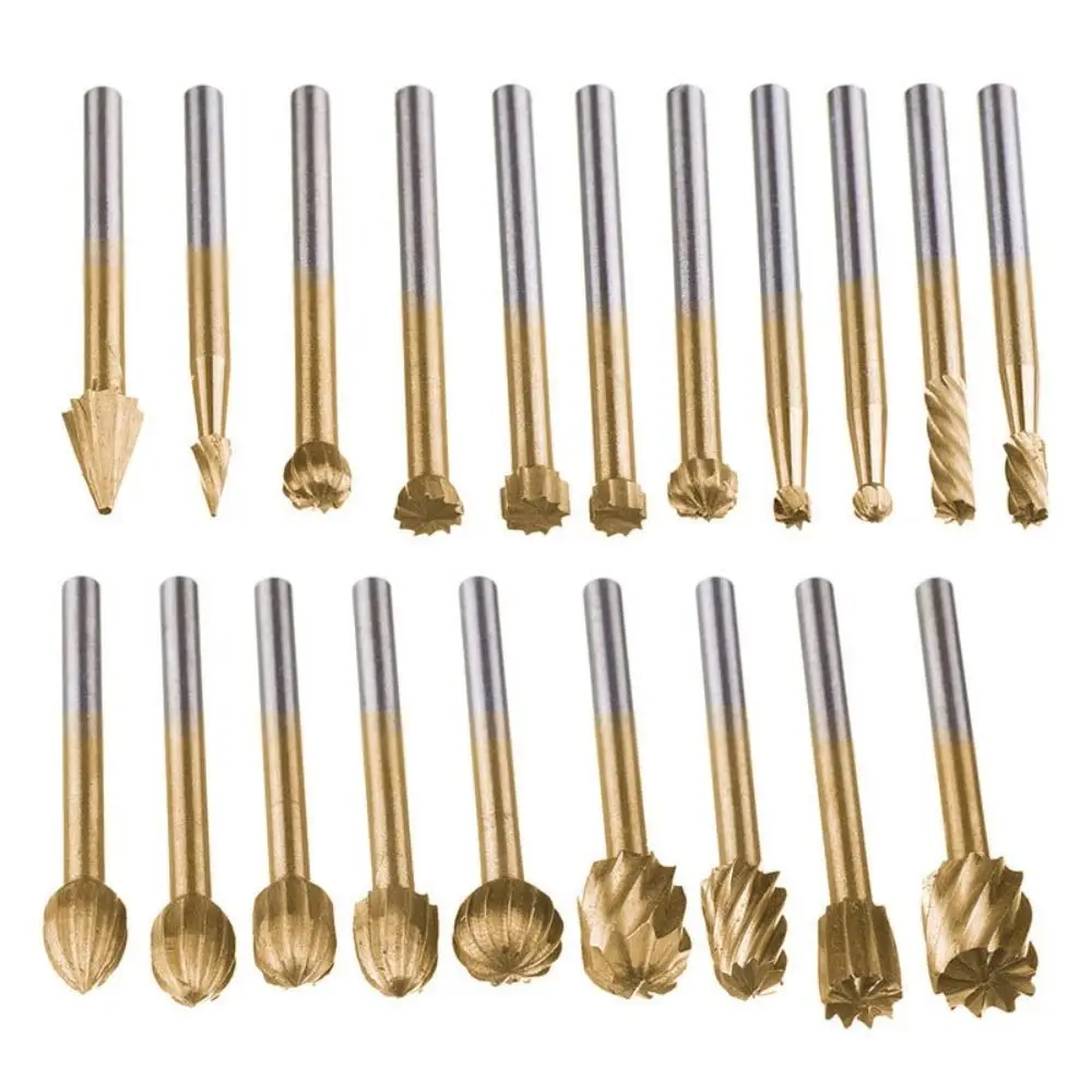 Durable Wood Drill Bit High Speed Steel Engraving File Drill Bits Kits Rotary Burrs Tool Wood Carving Tools Milling Cutter Set