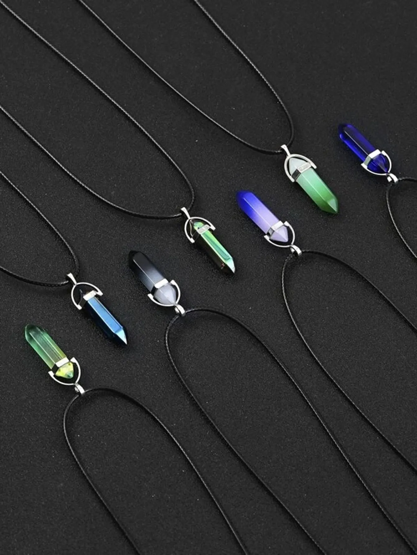 7PCS/A Set of Fashion Simple Crystal Hexagonal Column Necklaces, Healing Crystals, Women's Necklaces, and Men's Necklace image 5