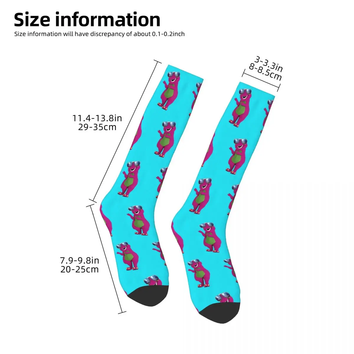 Barney The Dinosaur Socks Harajuku Sweat Absorbing Stockings All Season Long Socks Accessories for Unisex Birthday Present