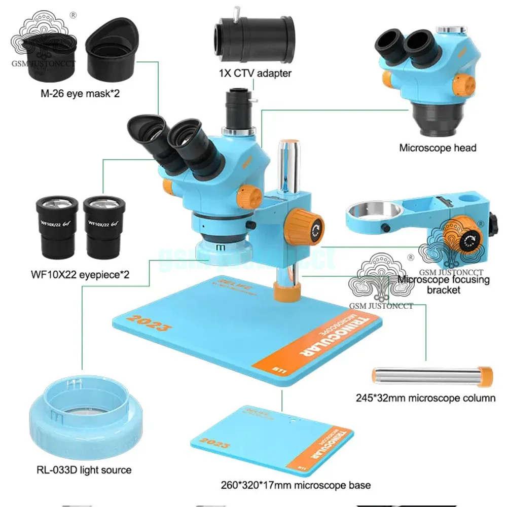 Relife RL-M5T-B11 Trinocular Microscope 7-50 Times Zoom Precise Focus HD Optical Objective Lens For Phone PCB Inspection Repair