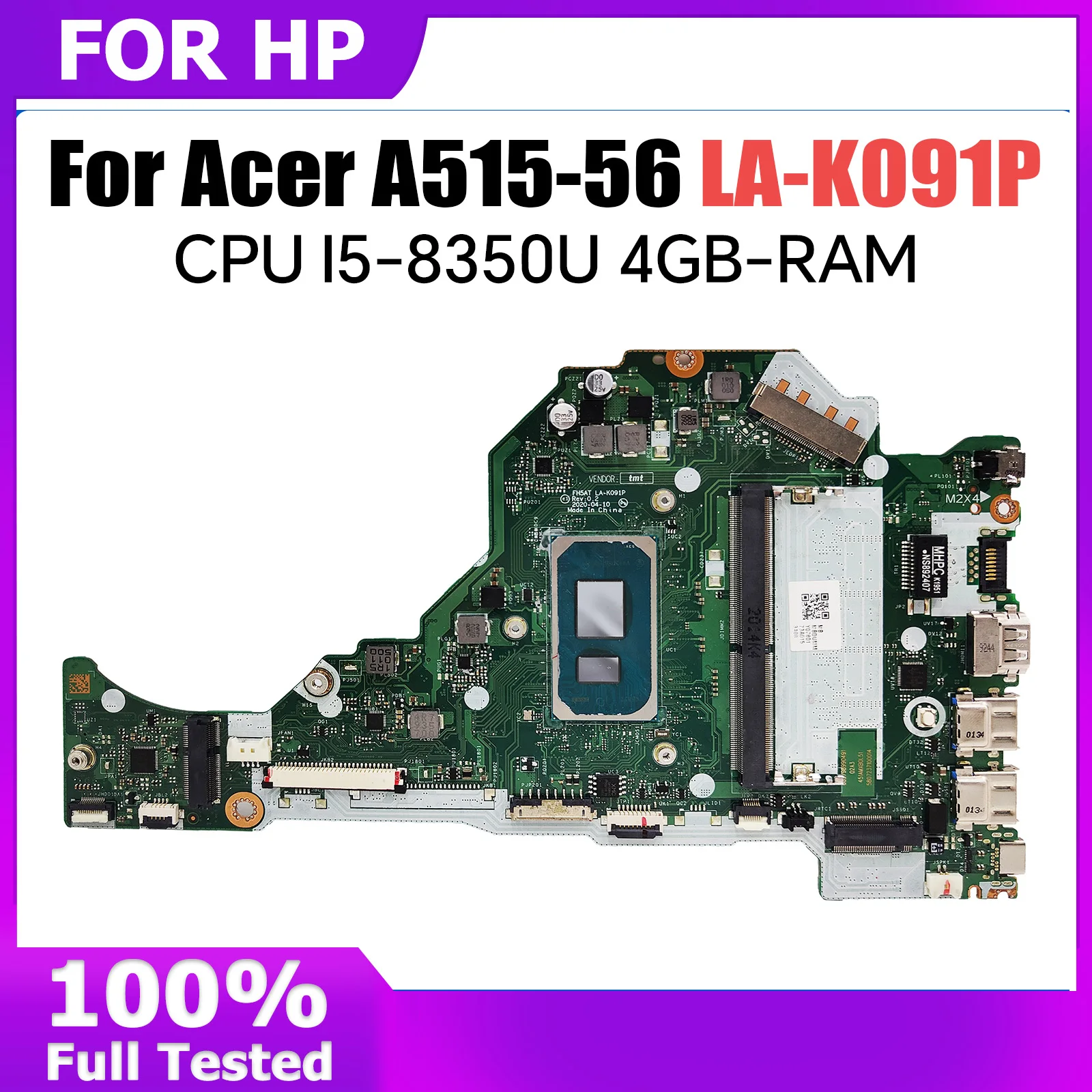 For Acer A515-56 Laptop Motherboard.LA-K091P motherboard with CPU I5 1135G7 RAM 4GB 100% test work