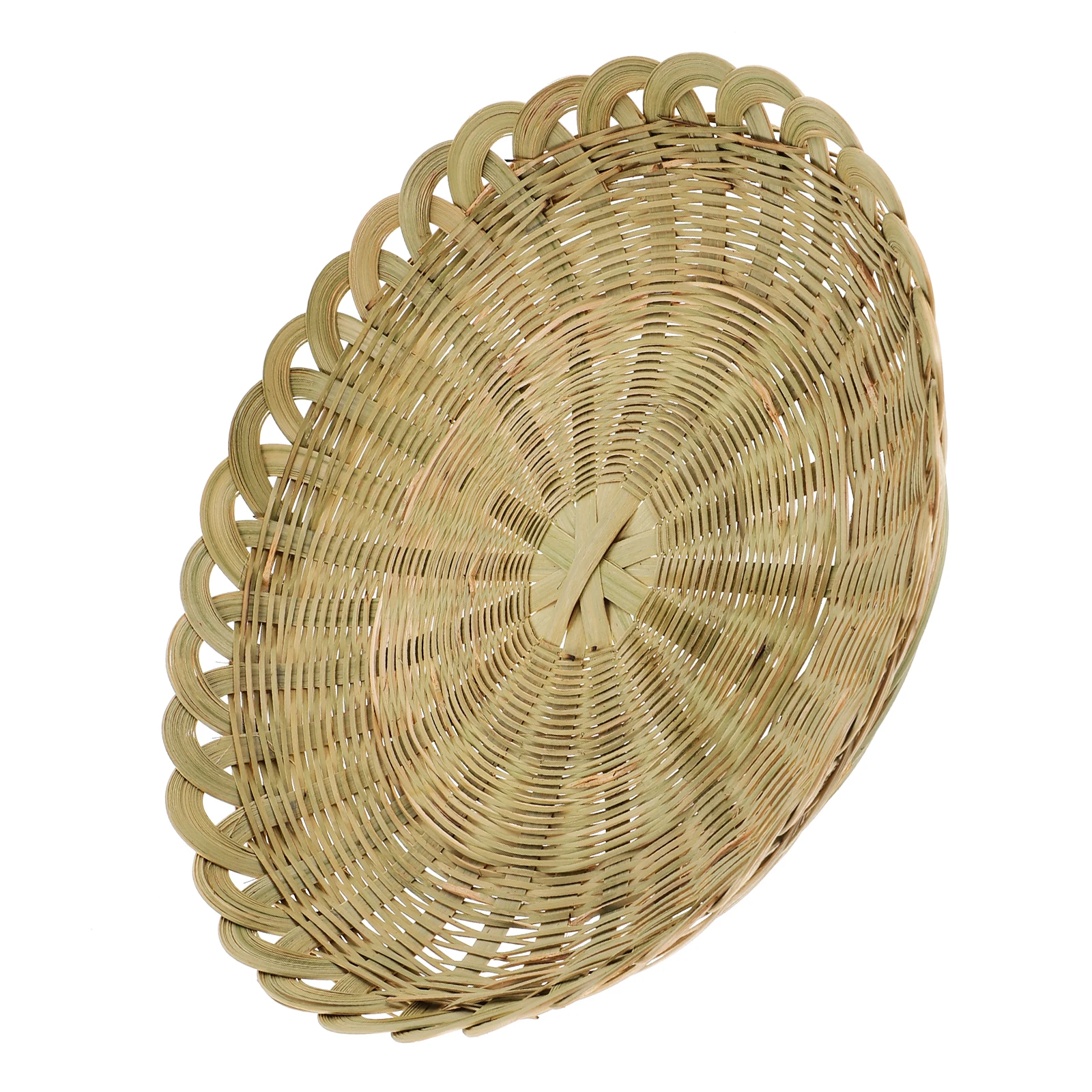 

Handmade Woven Desktop Snack Tray Round Storage Basket For Home Kitchen Dried Fruit Serving Plate Reusable Bamboo Woven Basket