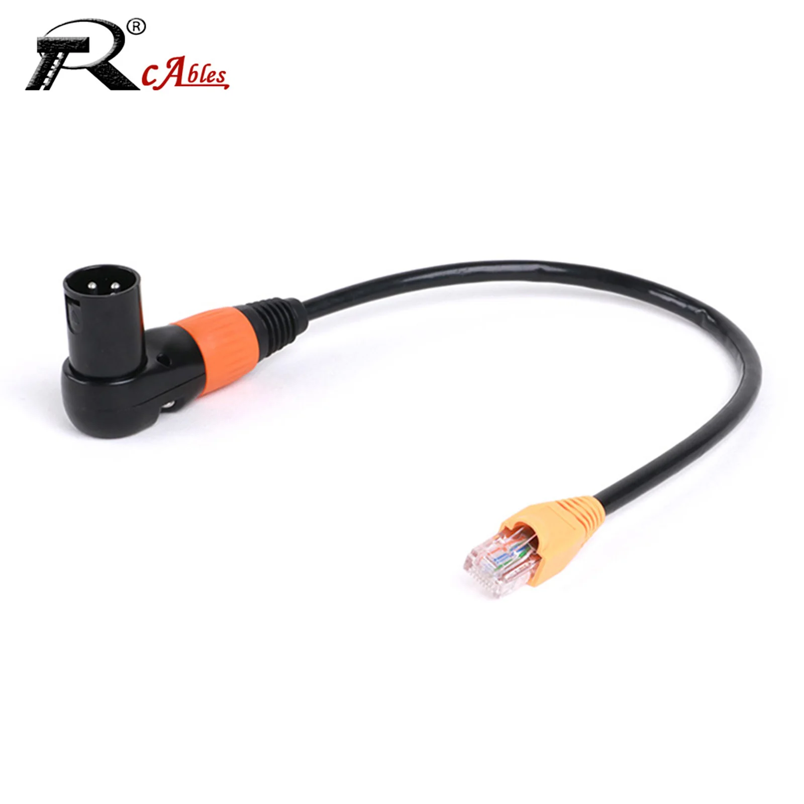 

Right Angle 3Pin DMX XLR Male Connectors to RJ45 Male Plug Adapter CAT5 CAT6 Cable for Stage light and Recording Studio 0.3M-20M