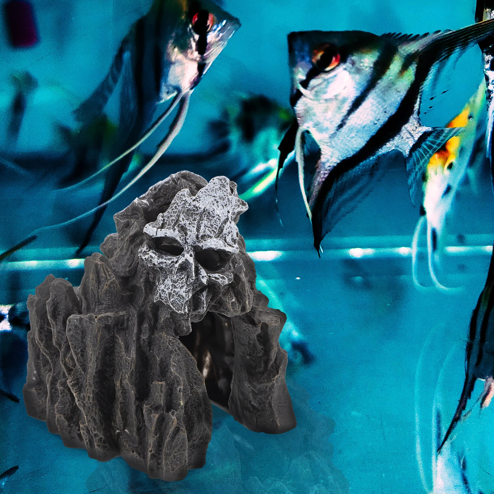 

Decorative Skull Cave for Fish Tank Reptile Shrimp Aquarium Resin Craft Lifelike Statue Safe Hideout Place Easy Clean