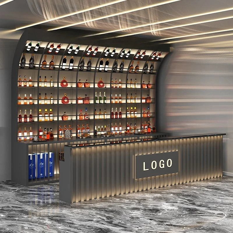 Cantina Bar muebles de pared para el hogar bodega Mini whisky café organizador bebidas de madera escaparates de vidrio estantes de gabinete negro