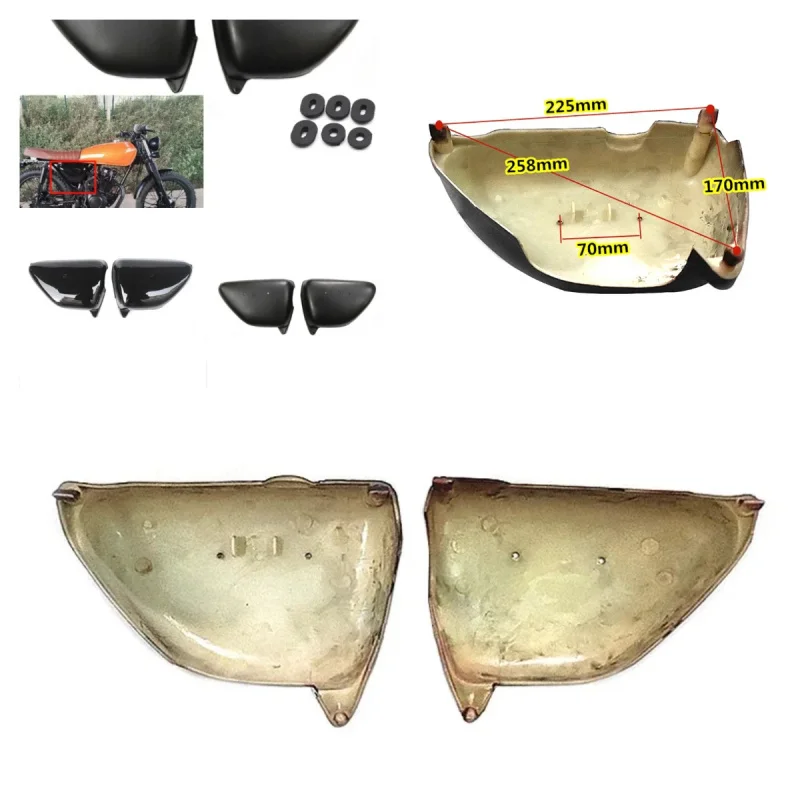 الرجعية دراجة نارية الجانب غطاء أسود لهوندا CG125 CG110 CG125 هدية أجزاء أداة لوحات غطاء خزان الوقود الحرس #1