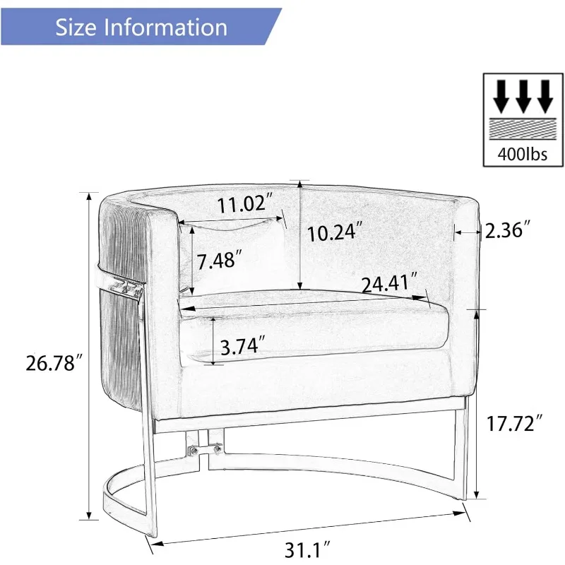 Chaise d'Accent Moderne en Velours Gris, Fauteuil à Monter Soi-Même, Tonneau de Salon, Baignoire du Milieu du Siècle, Fauteuil Club E27