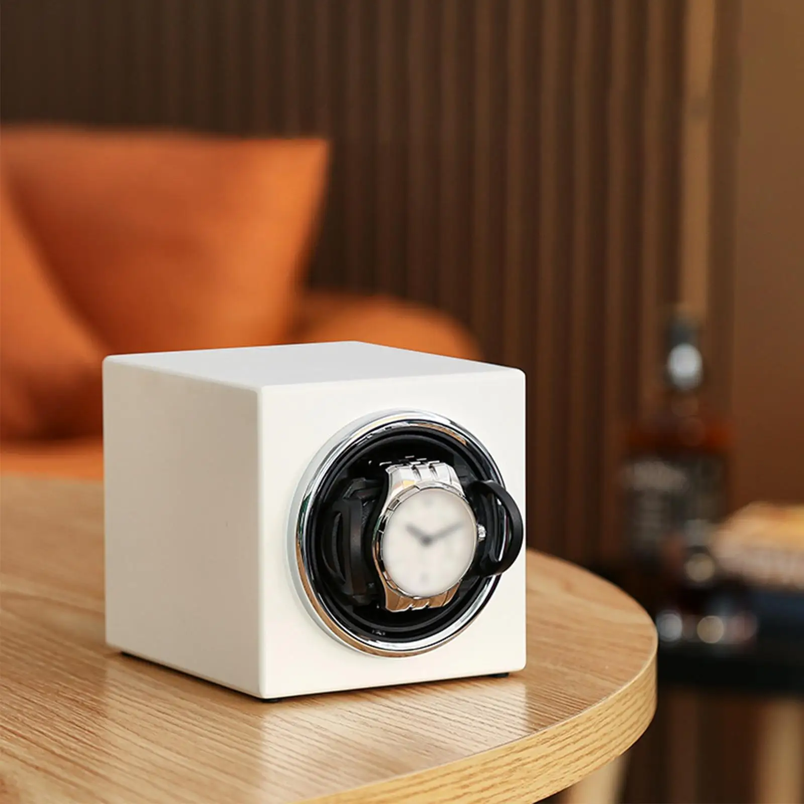 Compact Single Watch Winder Mechanical Watches USB Powered PU Winding Box