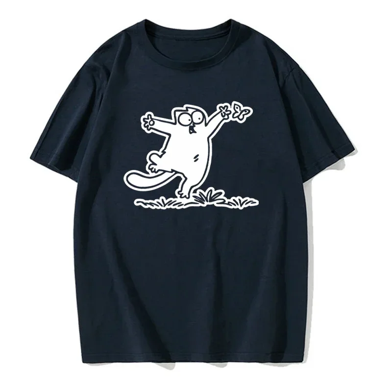 Мужская летняя футболка с коротким рукавом и принтом кошки, Повседневная модная удобная дышащая Летняя мужская футболка Eurocode