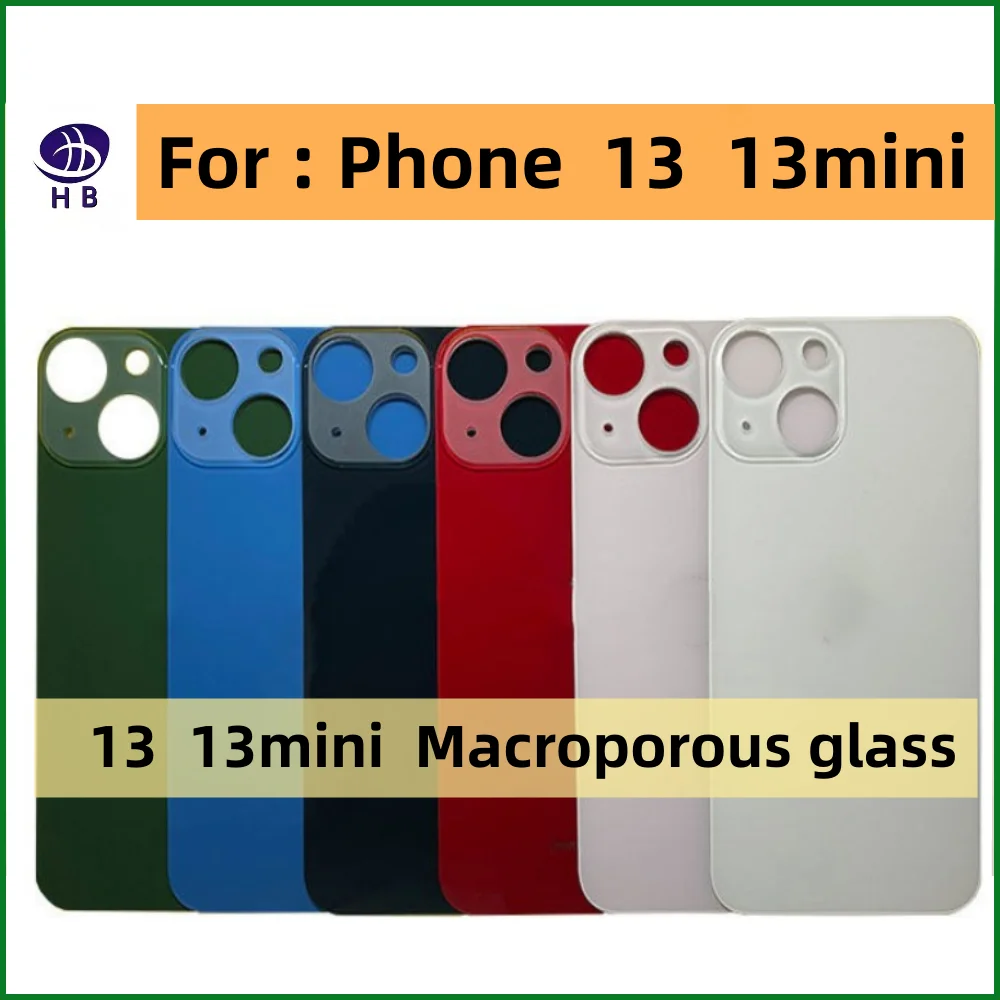 For iPhone 13 13 mini Back Cover Glass Fast Replacement High Quality Housing Battery Cover Big Hole Rear Glass,+3M Tape 13Mini