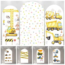 Cartoon Road Construction Excavator Engineer Kid Boy Girl Birthday Party ArchBackdrop Custom Photography Poster Decor Background