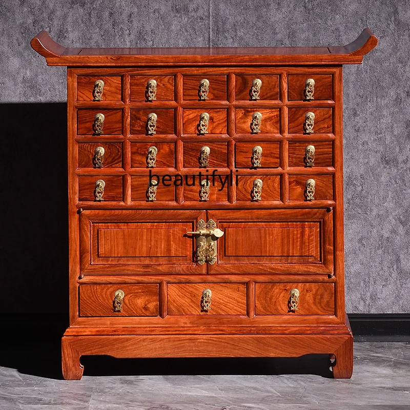 

Rosewood Furniture Pterocarpus Erinaceus Poir. Traditional Chinese Medicine Cabinet Solid Wood Chinese Cabinet Household Small