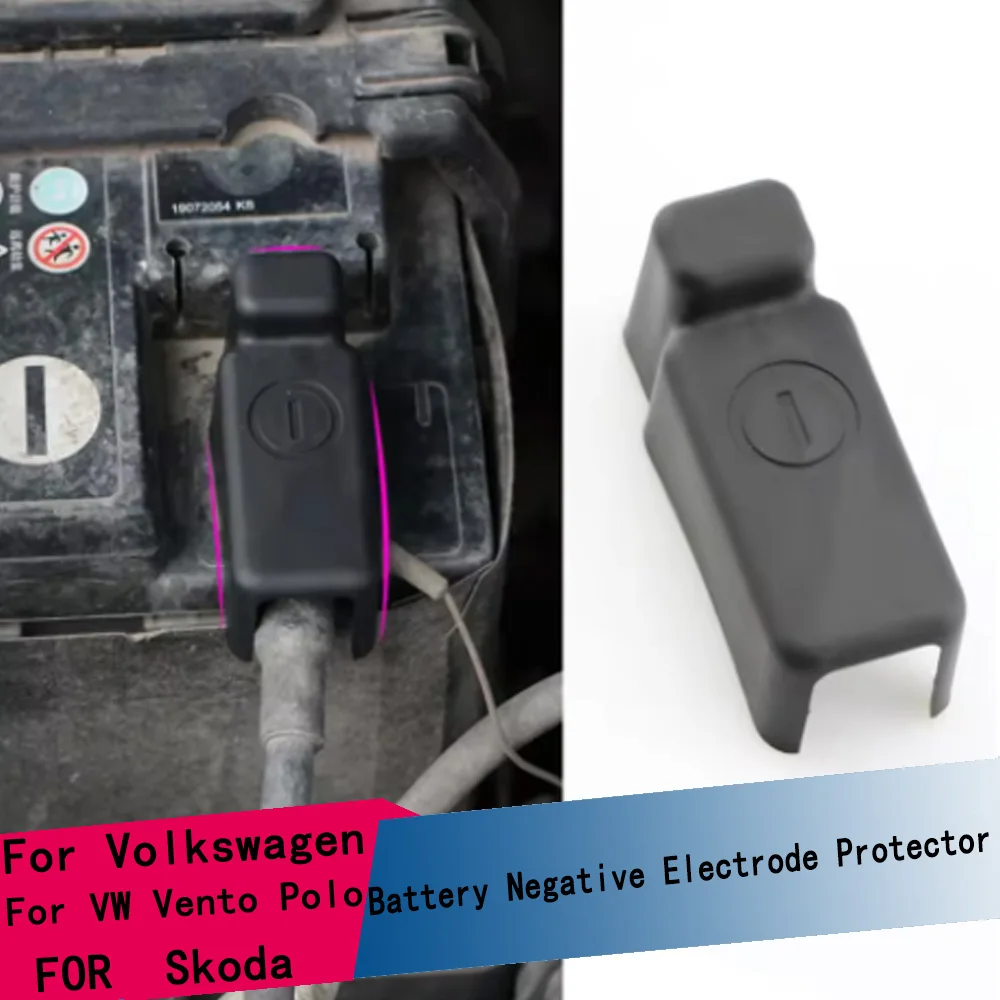 Protector de terminal de electrodo negativo para batería de coche, cubierta de terminal para Volkswagen VW Vento Polo Hatch Sedan Notch Skoda Fabia Rapid