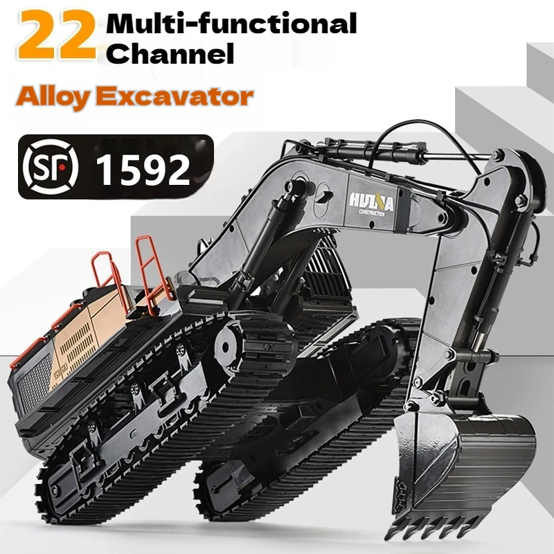 Huina 1592 Optimized Edition Remote Control Alloy Excavator Extra Large Engineering Vehicle Model Children's Toy Dump Truck Set