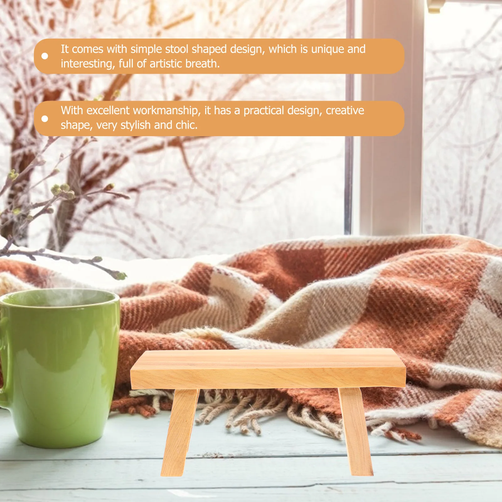

CliffWooden Stool Wood Craft Statue Display Base for Art Home Office Wooden Display Stool Coffee Shop Bar Flower Shop