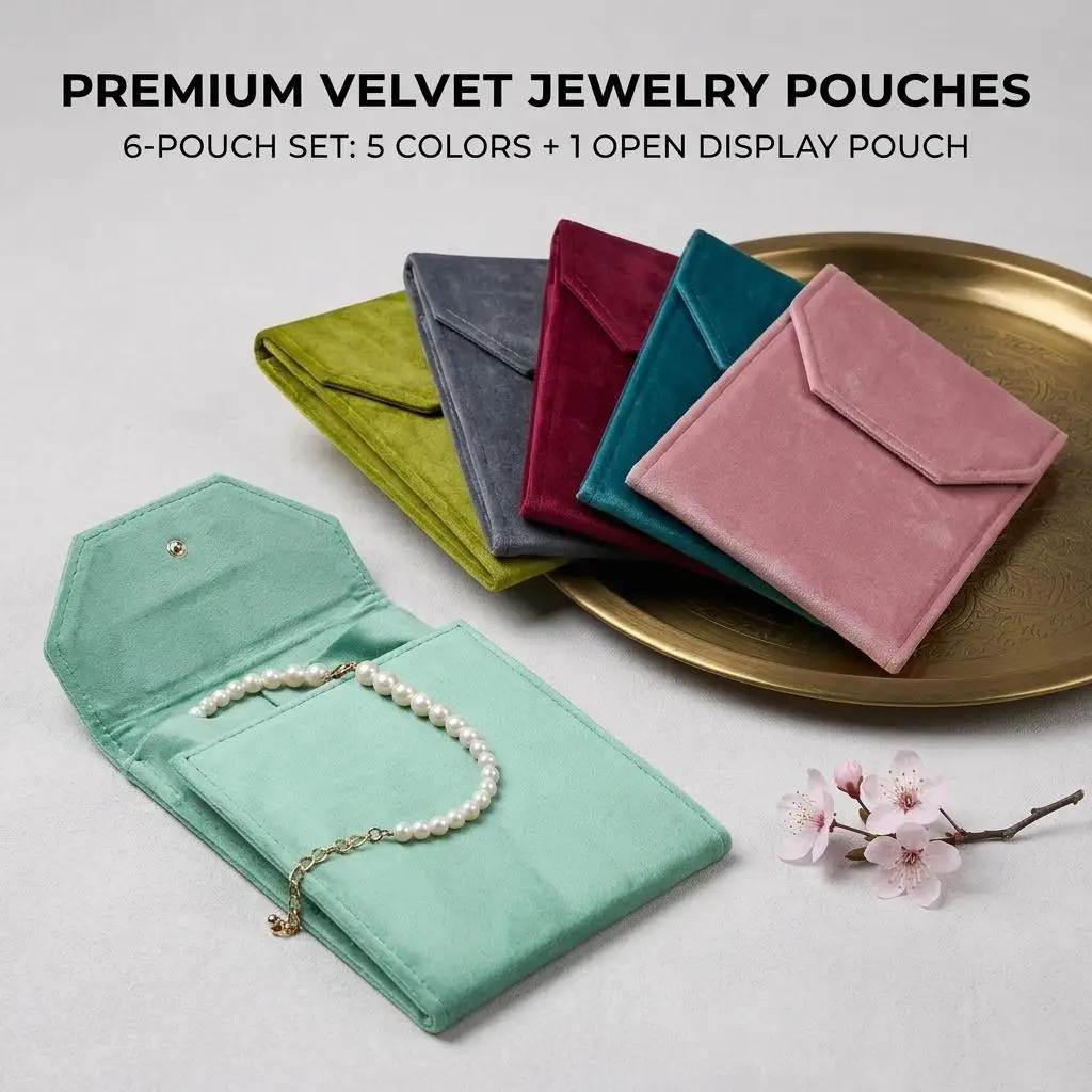 Soft Velvet Jewelry Pouch Elegant Envelope Bag Anti Tarnish Necklace Organizer Luxurious Small Trinket Bag Wedding Favor Pouch
