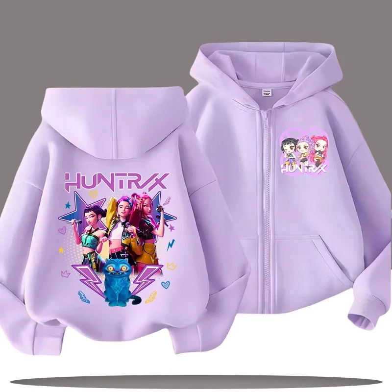 زمم البلوز Huntrix Kpop شيطان الصيادين الأطفال هوديس الفتيات بلايز عادية الأولاد ملابس رياضية الكرتون سستة هودي الاطفال معطف
