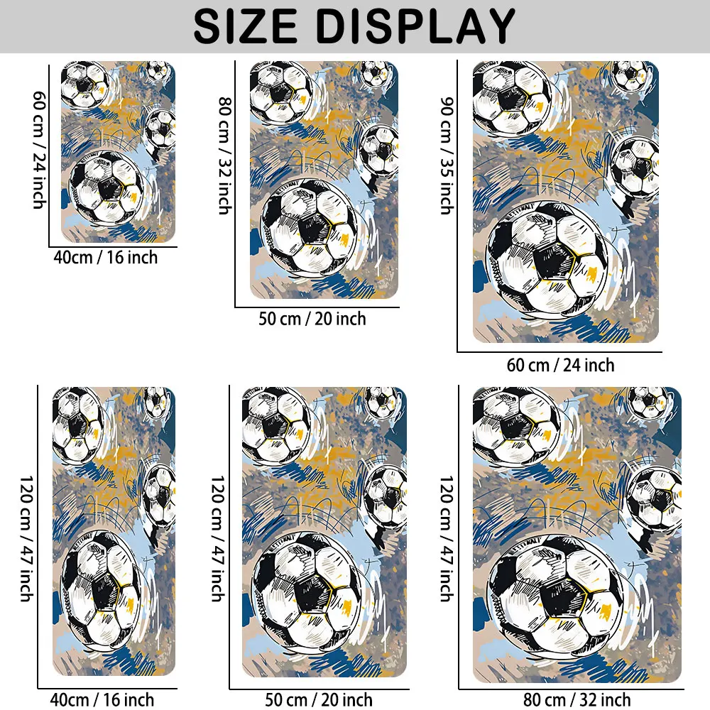 1pc graffiti football pattern entrance door mat flannel silicone anti-slip tufted fashionable home decoration