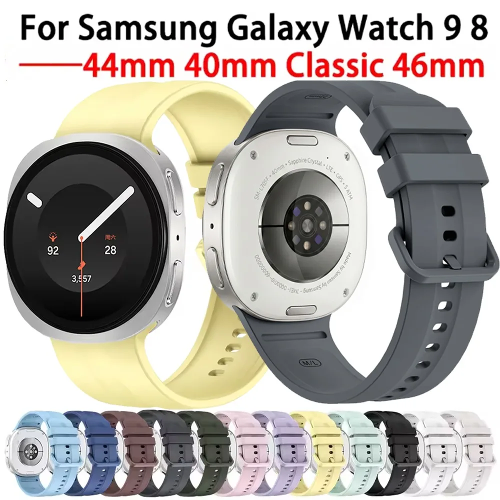 Official Silicone Strap for Samsung Galaxy Watch 9/8 44mm 40mm Sports Comfortable Band Galaxy Watch 8 Classic 46mm Accessories