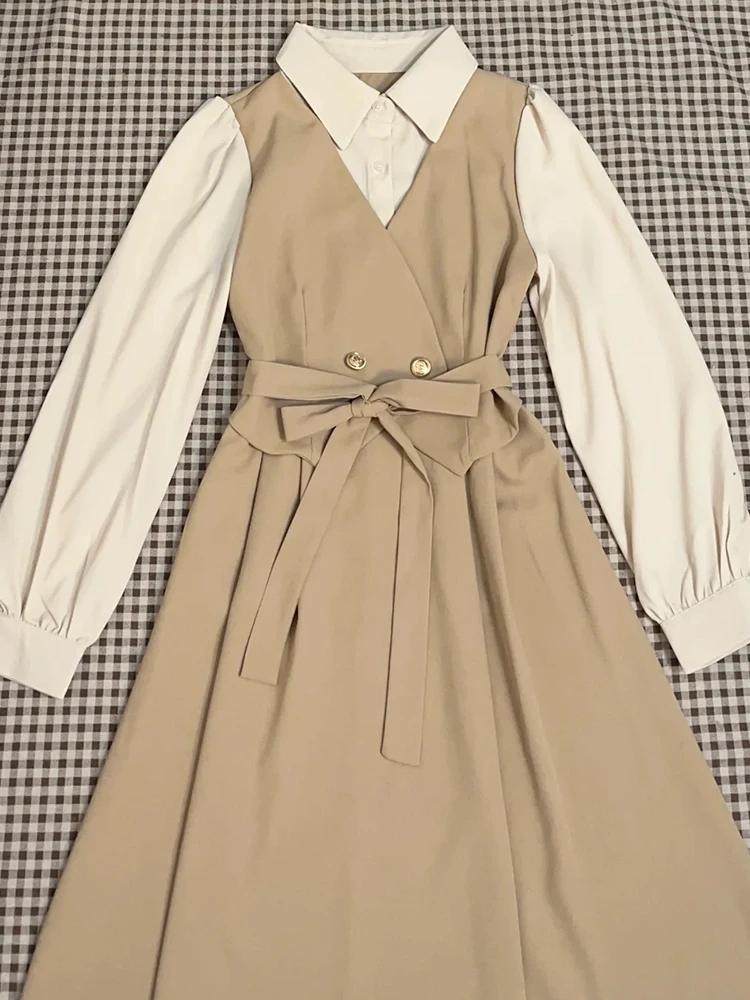 ature Suit Dr Women's Early Autumn Clete Set 2026 New College Sle Fake Two-Piece Long Skirt Sweet Japanese Sle