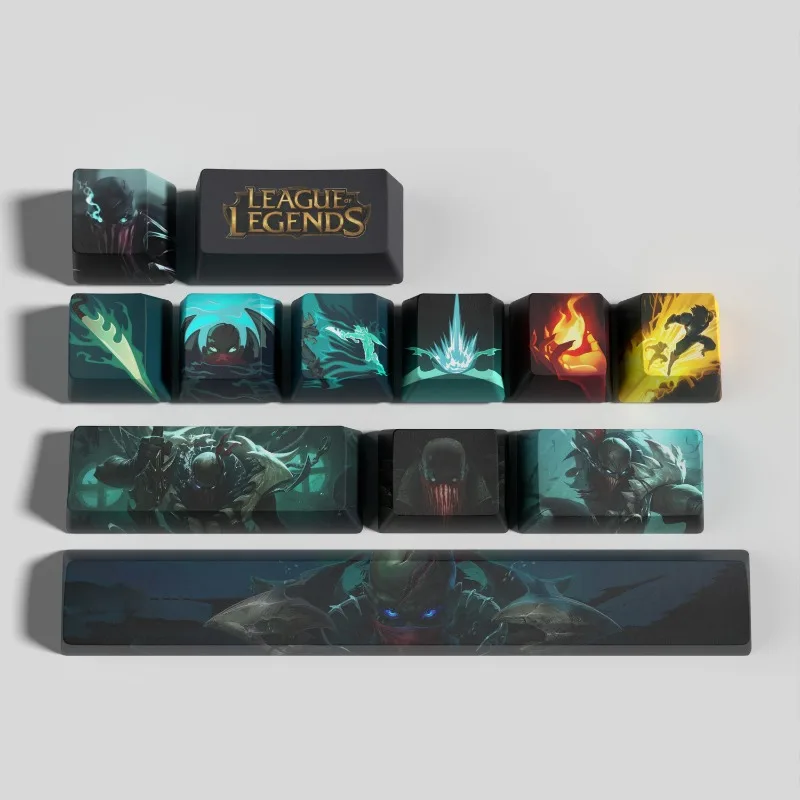 League of Legends anime game periphery keycap 12 key set LOL Yasuo Gwen KaiSa skill OEM high PBT sublimation keycap keyboard