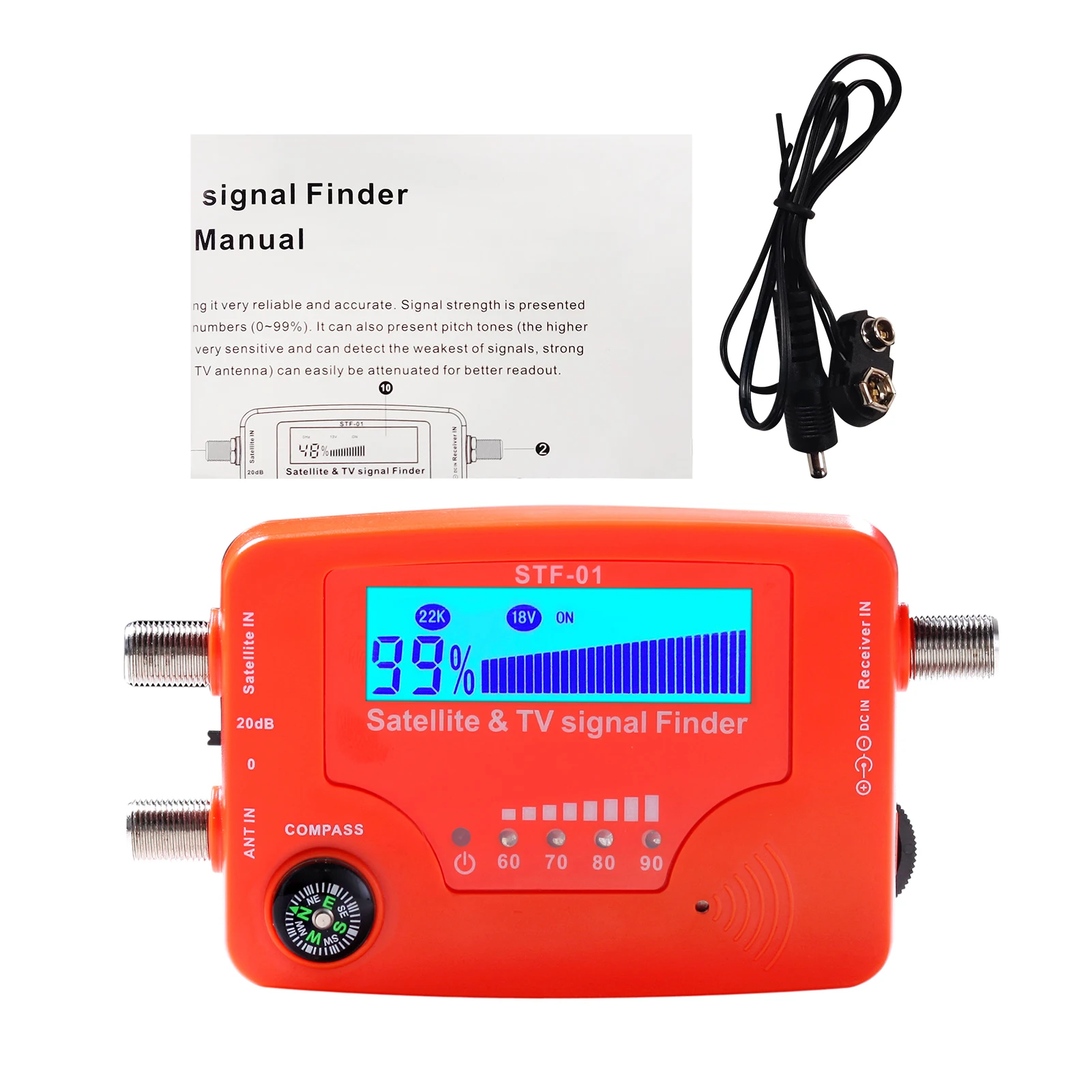 2 in 1 Satellite and TV Signal Finder LCD Digital Satellite Finder TV Antenna Signal Strength Meter Signal Finding Meter