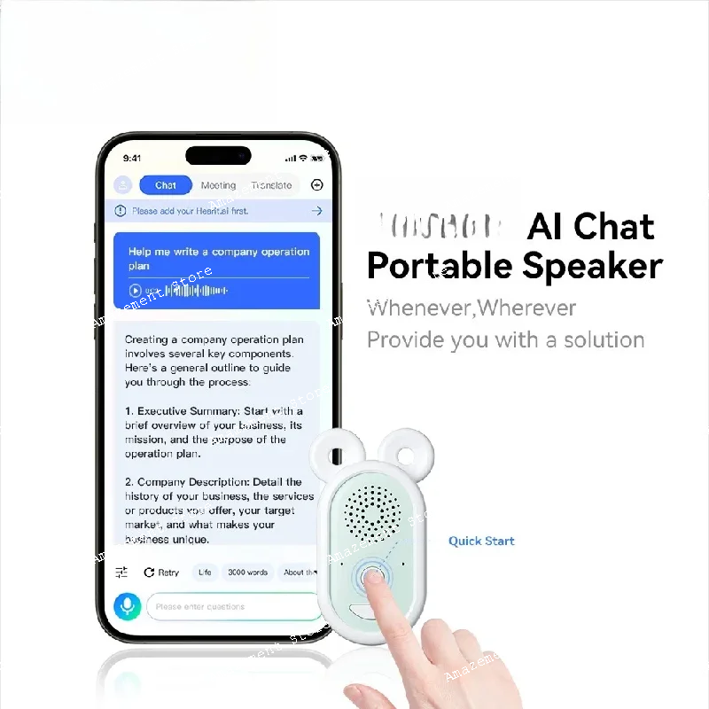 لاسلكي OpenAi Chat Gpt Chatgpt4.0 تشغيل Wi-Fi نماذج AI مترجم ذكي ميكروفون ذكي مع مكبرات الصوت