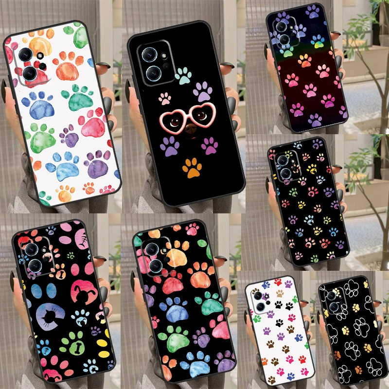 Watercolor Paw Prints Case For Xiaomi Redmi Note 12 11 10 9 8 Pro 11S 10S 9S 12S Redmi 12 9C 10C 12C Back Cover