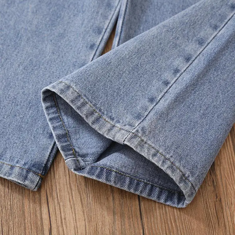 4-11Y Mädchen Jeans Hosen Frühling und Herbst Neue Teenager Mädchen Lose Gerade Hosen kinder Breite bein Hosen Student hosen