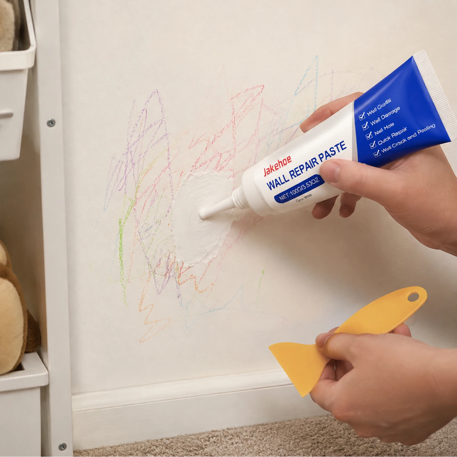 Drywall Repair Kit with Scraper Quick Drying Wall Repair Paste Mold Resistant for Ceiling and Wall Hole Crack Peeling Repair
