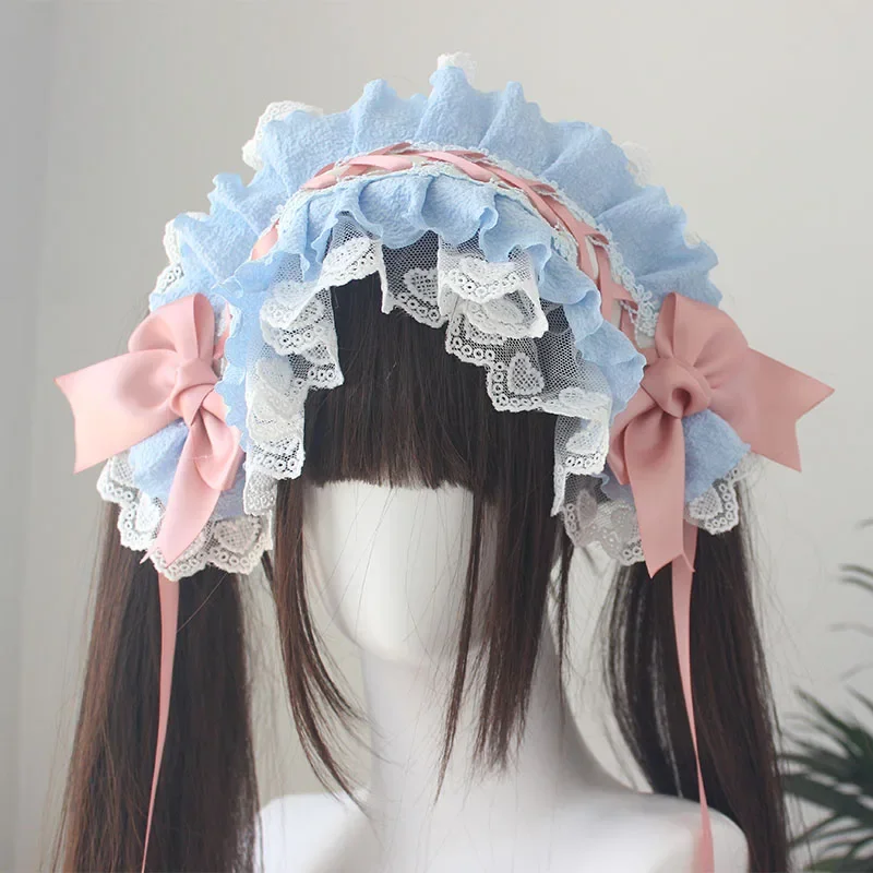 Fascia per capelli Lolita originale fatta a mano Love Girl Lolita Bow Accessori per capelli All-Match Fascia per capelli in pizzo carino