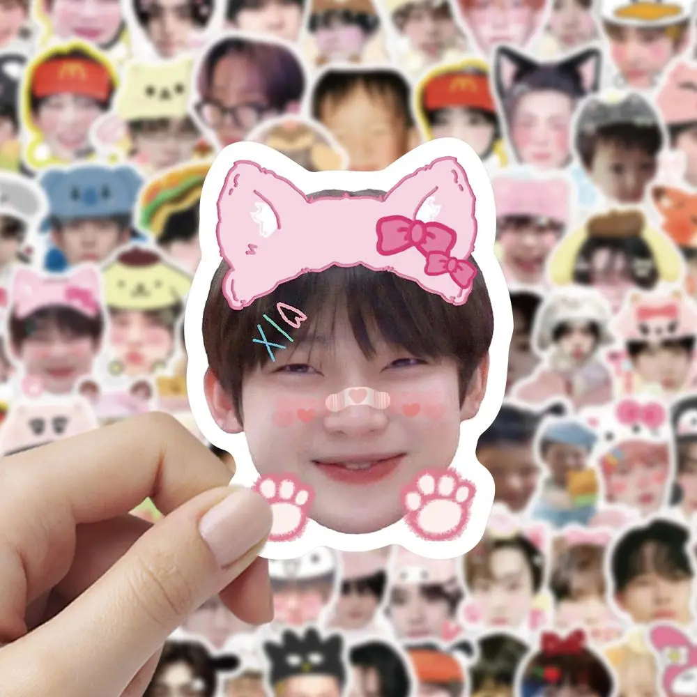 100pcs Kpop Korean Boy Band Photo Sticker Cute Big Head Stickers Kawaii Waterproof Photo Sticker Fans Collection