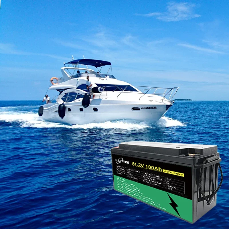 Deep Cycle Waterproof Marine Boat yacht Battery 51.2v 100ah battery pack For electric propeller,outboard,boat hook,marine motor