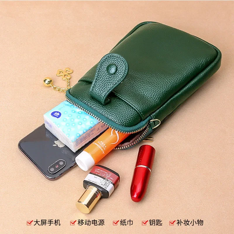 FF-19d New fashion leather lychee pattern head layer cowhide diagonal multifunctional mobile phone bag for 4~7 inch phone bag