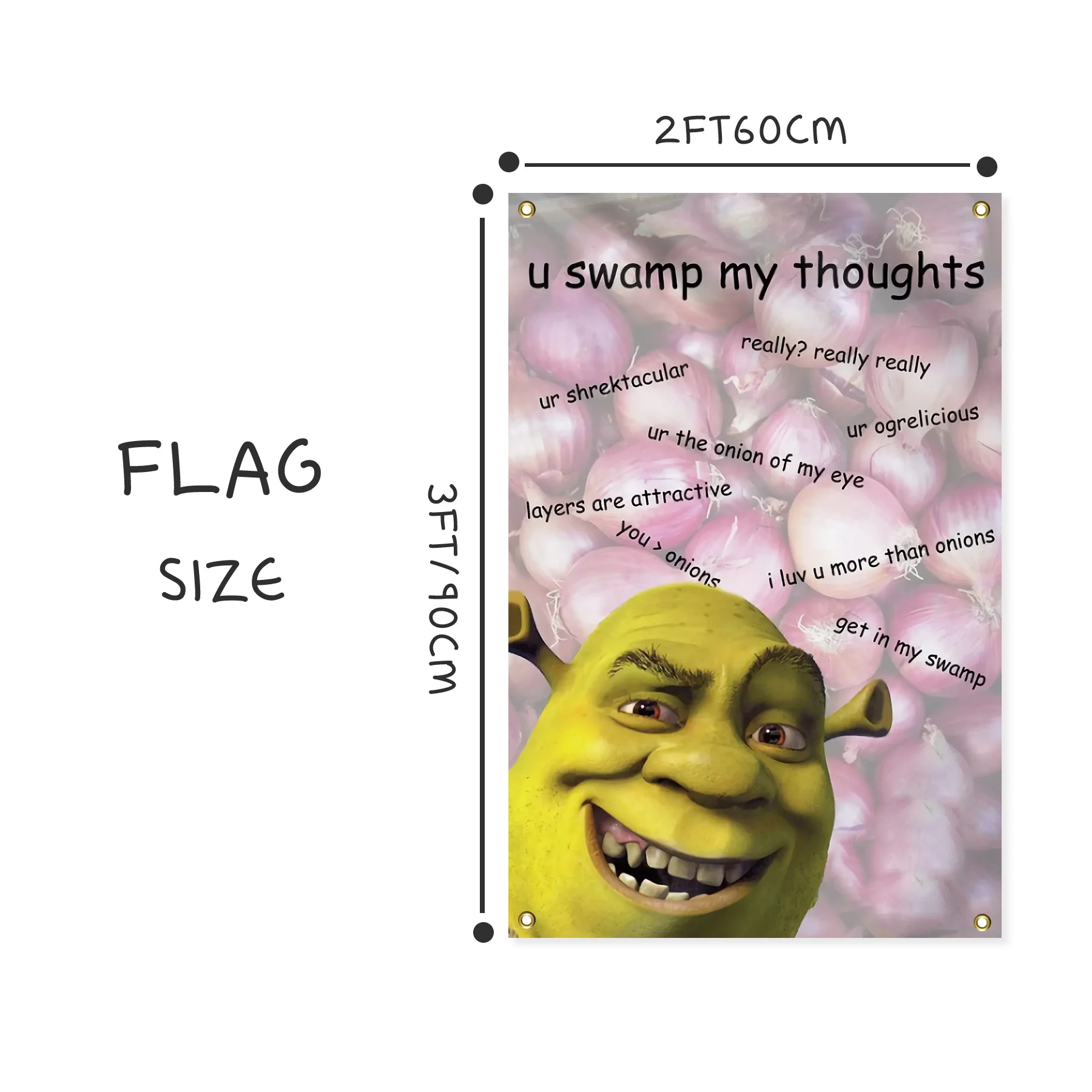 Shrek Flag U Swamp My Thoughts Shrek  Flag Party Supplies Yard Signs Home Decor Hanging Poster for College Room Man Cave Welcome