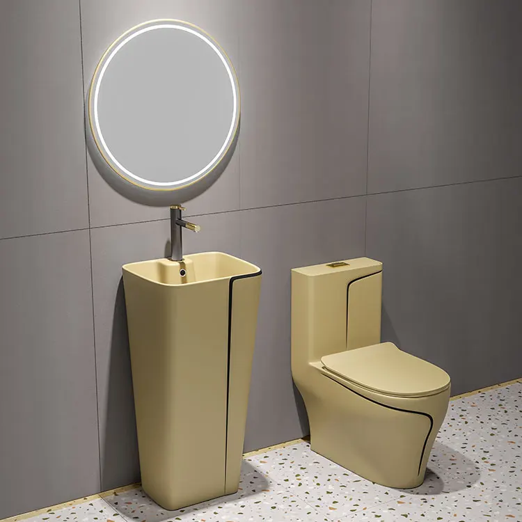 

Sanitary Ware Ceramic Toilet WC Siphonic Colored Toilet Bowl Set