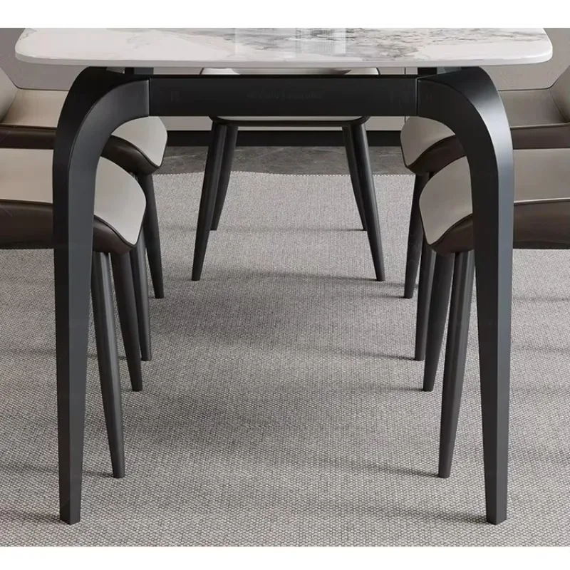 Italian Style Light Luxury Modern Minimalist Style Circular Extendable Rock Dining Table With Elephant Legs Rock Dining Table