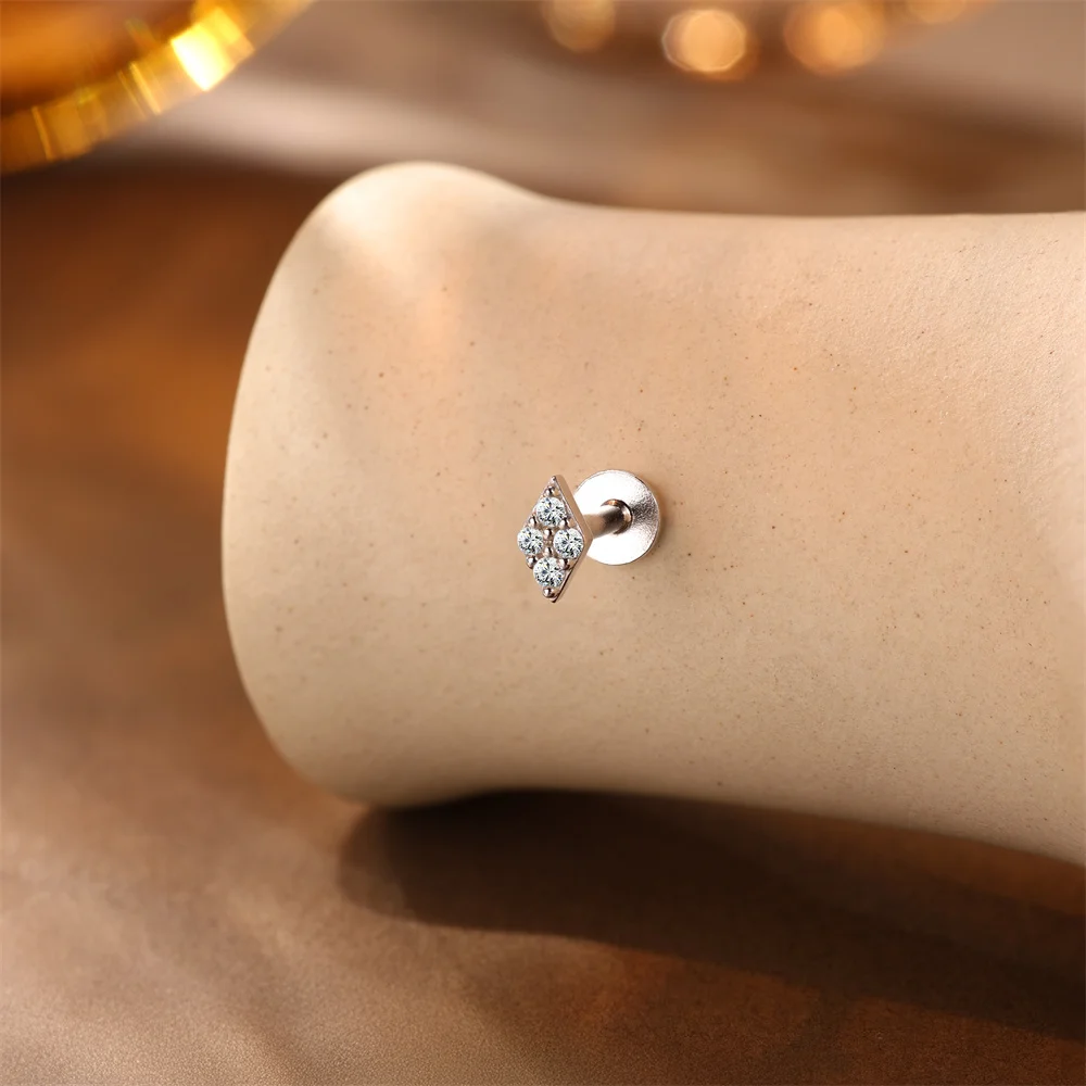AIDE 925 Sterling Silber 1 STÜCK Mini Moissanit Vier-Klauen Schraube Ohrstecker Casual Design DIY INS Ohrstecker für Dame Schmuck – Detail 40