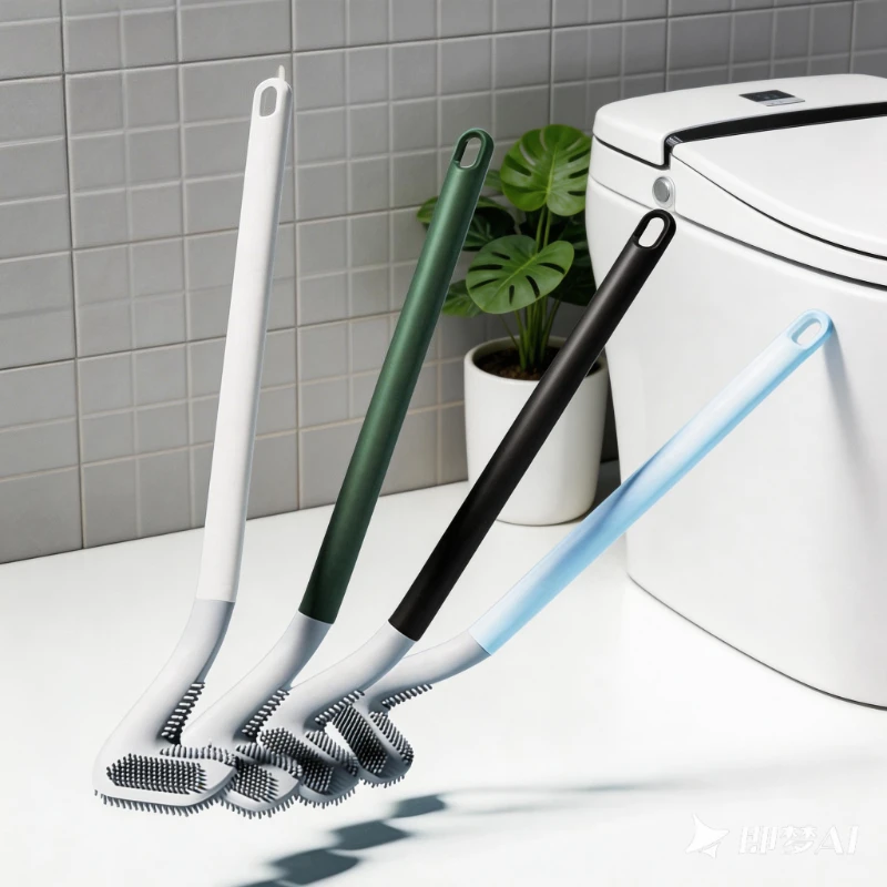 Silikon-Golf-Toilettenbürste mit Halter-Set, Wandmontierte Tiefenreinigungs-Toilettenbürste, Keine Toten Winkel Trocknungsbase für Badezimmer