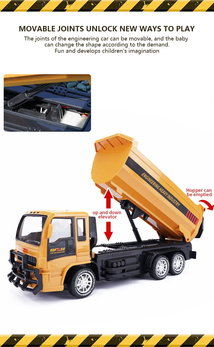 1/24 6CH RC dumper Car Engineering Vehicle con carrello elevatore a suono leggero giocattoli per auto telecomandati pesanti per regali per bambini per ragazzi