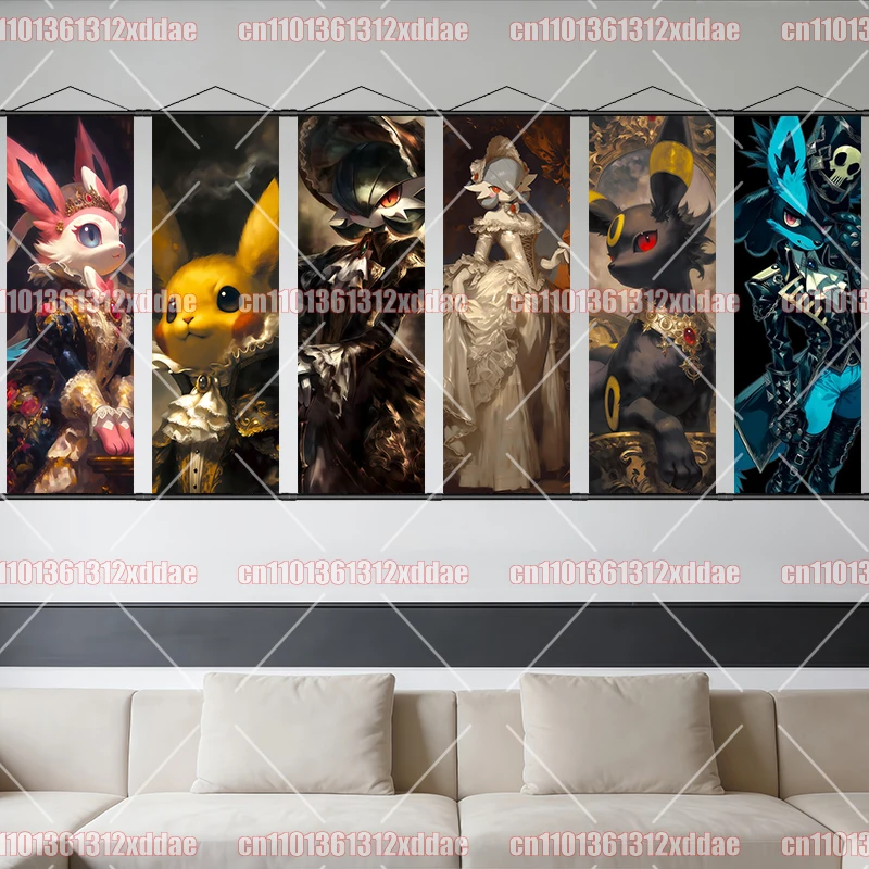 Póster Decorativo de Pared para Dormitorio con Diseño de Anime Pokémon, Lucario, Eevee, Pikachu, Snorlax, Psyduck, Gengar, Regalo de Cumpleaños para Niños