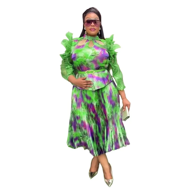 

African Clothes For Women 2 Piece Sets Tops And Skirts Suits Dashiki Ankara Turkey Outfits Gown Plus Size Wedding Party Dresses