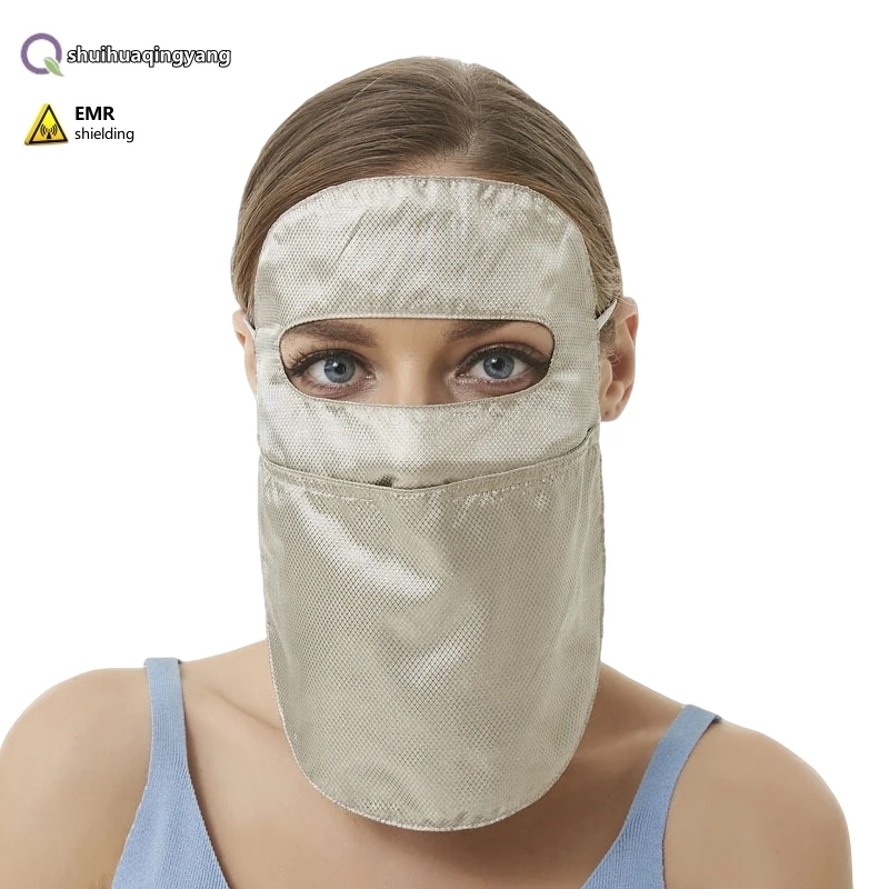 Electromagnetic radiation protective double-layer lozengy silver fiber face mask Mobile phone EMF shielding breathable face mask