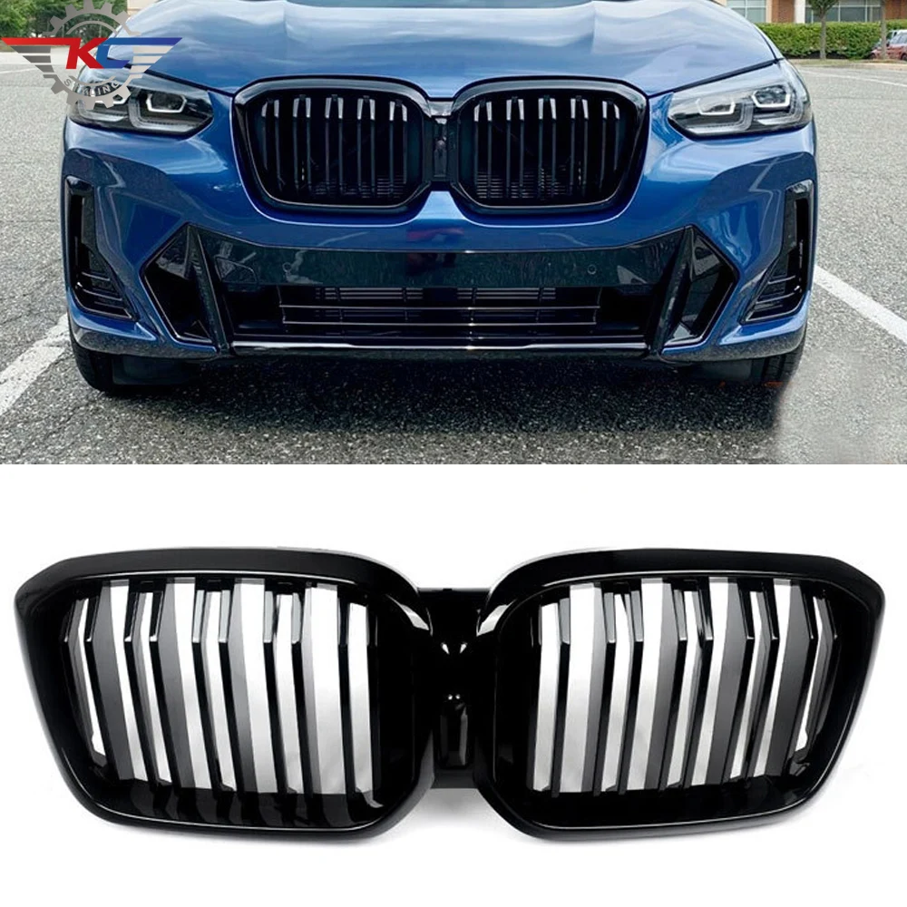 

2-Slats Glossy Black Kidney Grille For BMW X3 G01 LCI 2022-IN ABS Front Bumper Lip Grill