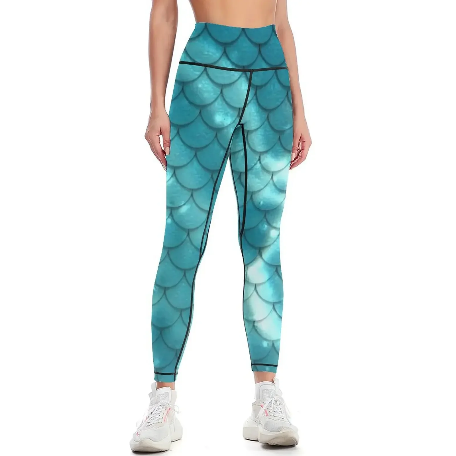 

Mermaid Scales Liquid Blue Leggings legging pants raises butt harem pants sports for gym Fitness woman Womens Leggings
