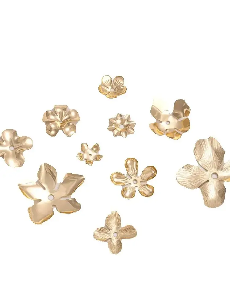 14K Real Gold Plated Handmade Stamen Petal Flower Piece Bead Cap DIY Handmade Jewelry Earring Material Flower Holder Accessories